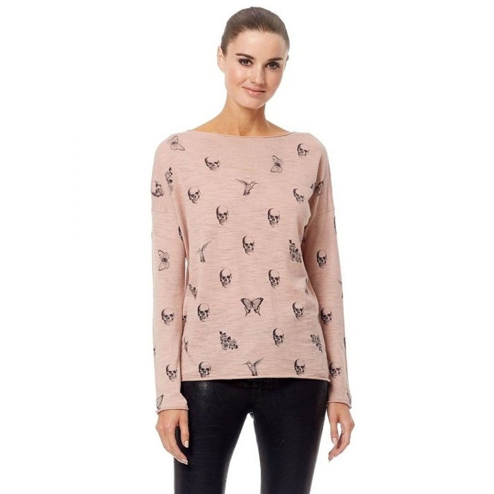 Skull Cashmere Dru Cotton Knit Skull Print Sweater Rose Pink NWT Sizes XS S - Picture 7 of 16